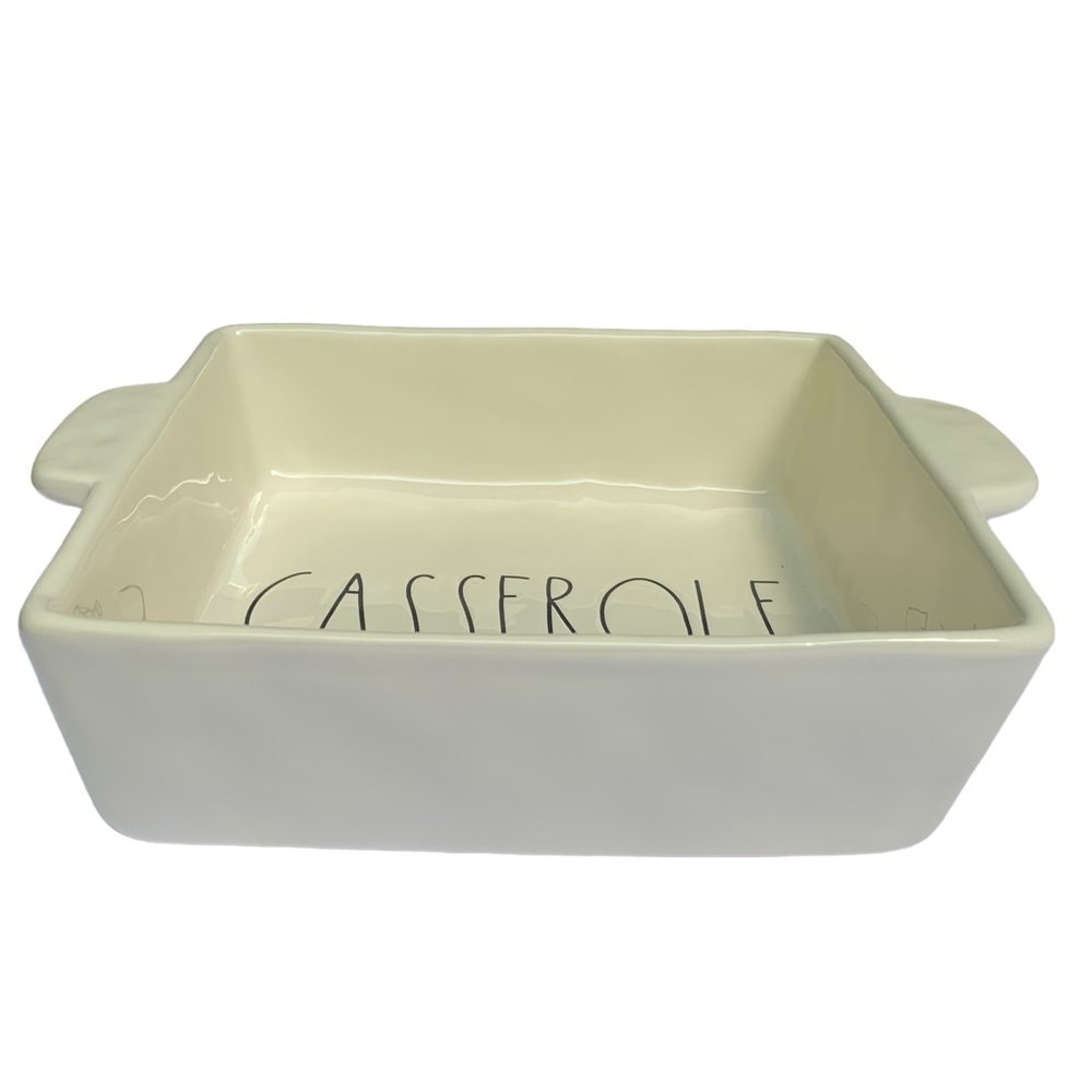 Rae Dunn CASSEROLE Baking Dish Pan White Black Large Letters Dimples NWT 2017 OG - Picture 5 of 15